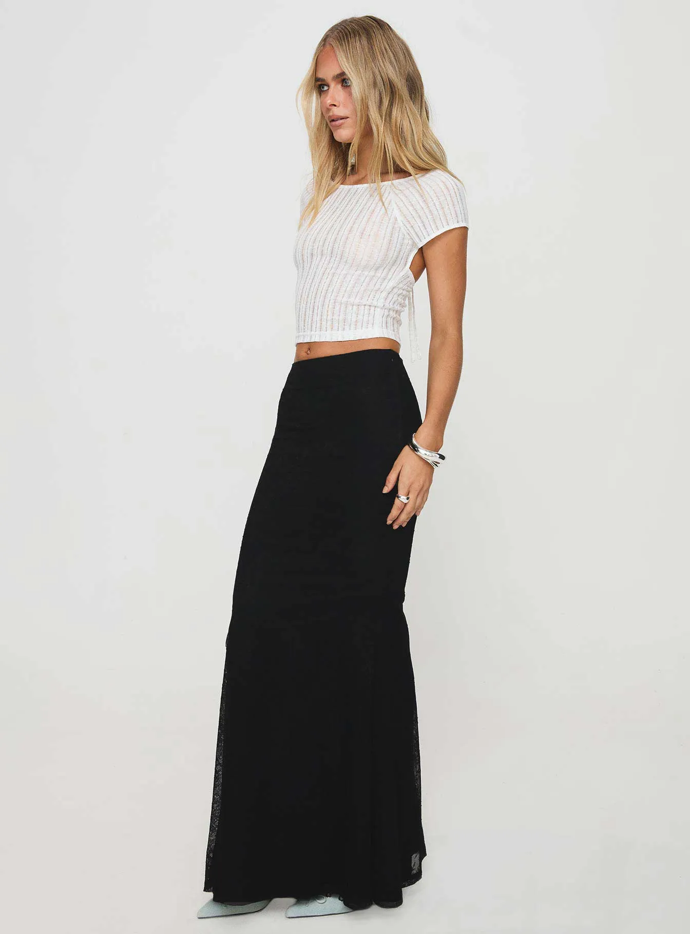 Topping Maxi Skirt Black Tall Tropical theme Daily Favorite