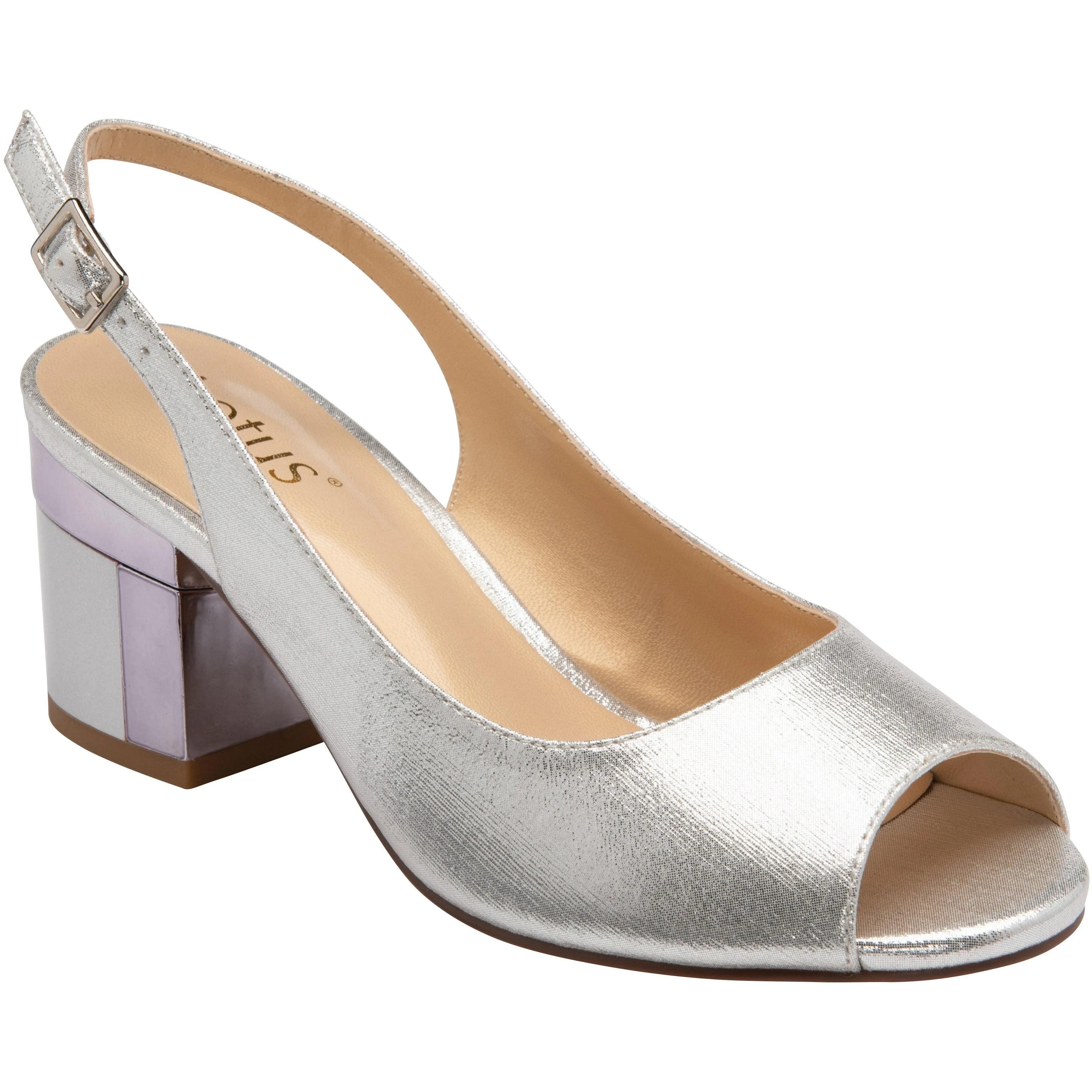 Lotus Womens Shoe Evelyn Silver Tapered Heel Holiday Heels