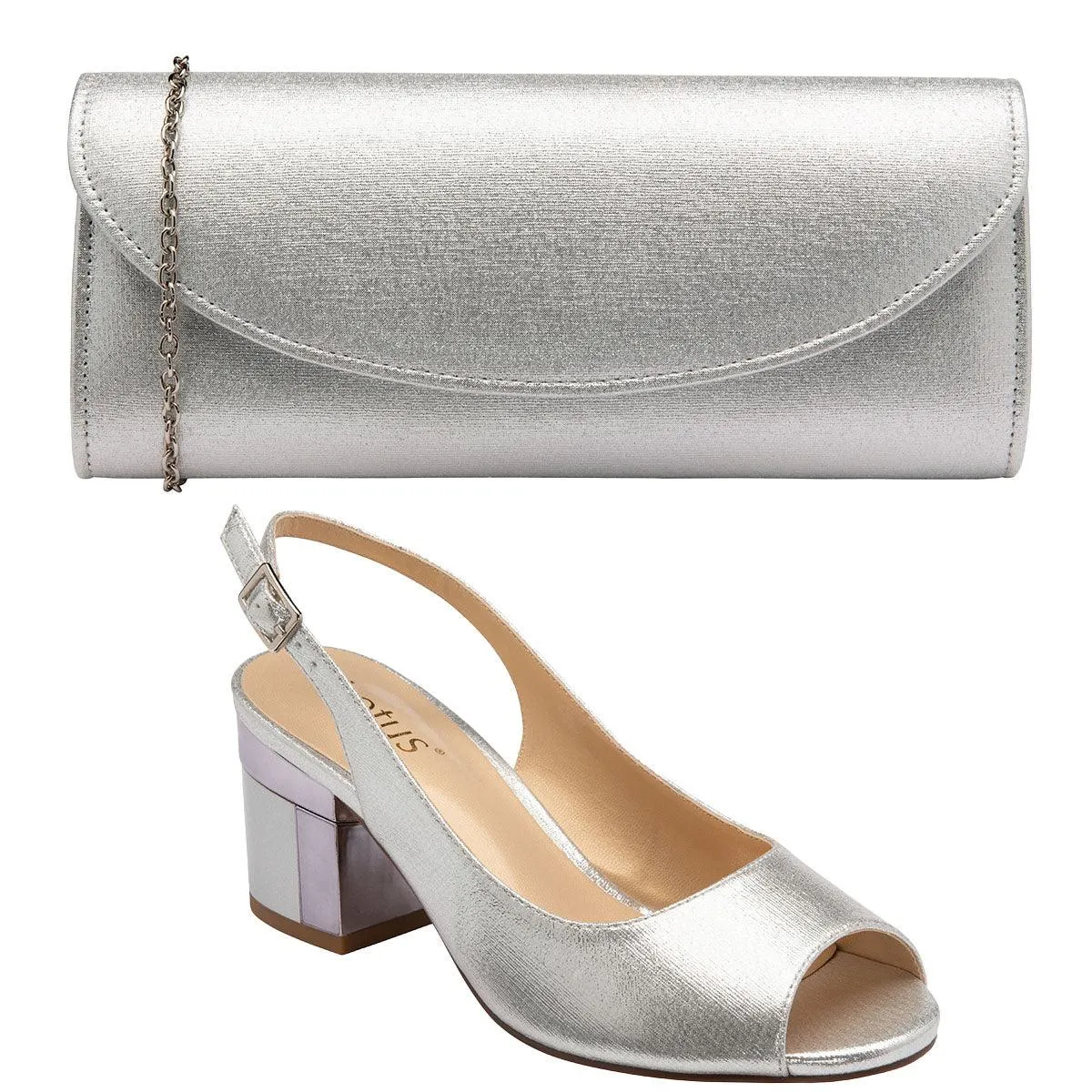 Lotus Womens Shoe Evelyn Silver Polished Feel Comfortable Backstrap