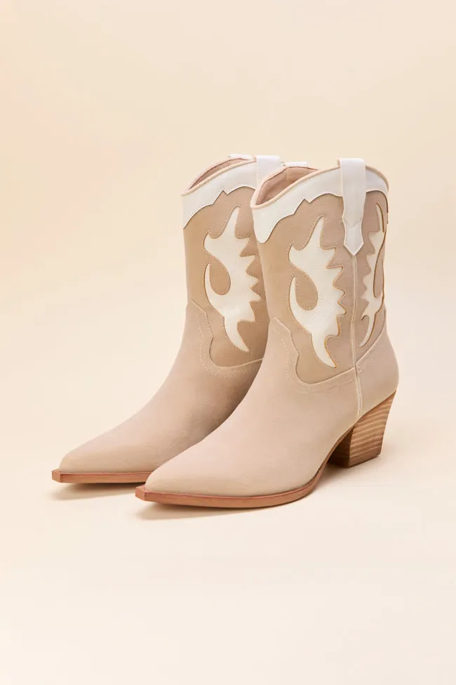 Jackie Beige Cowboy Boots Rugged And Durable