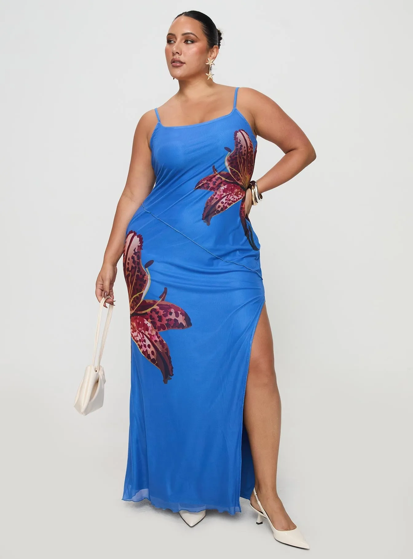 Bespoke Maxi Dress Blue Curve Fresh Palette DoubleLayeredMaterial