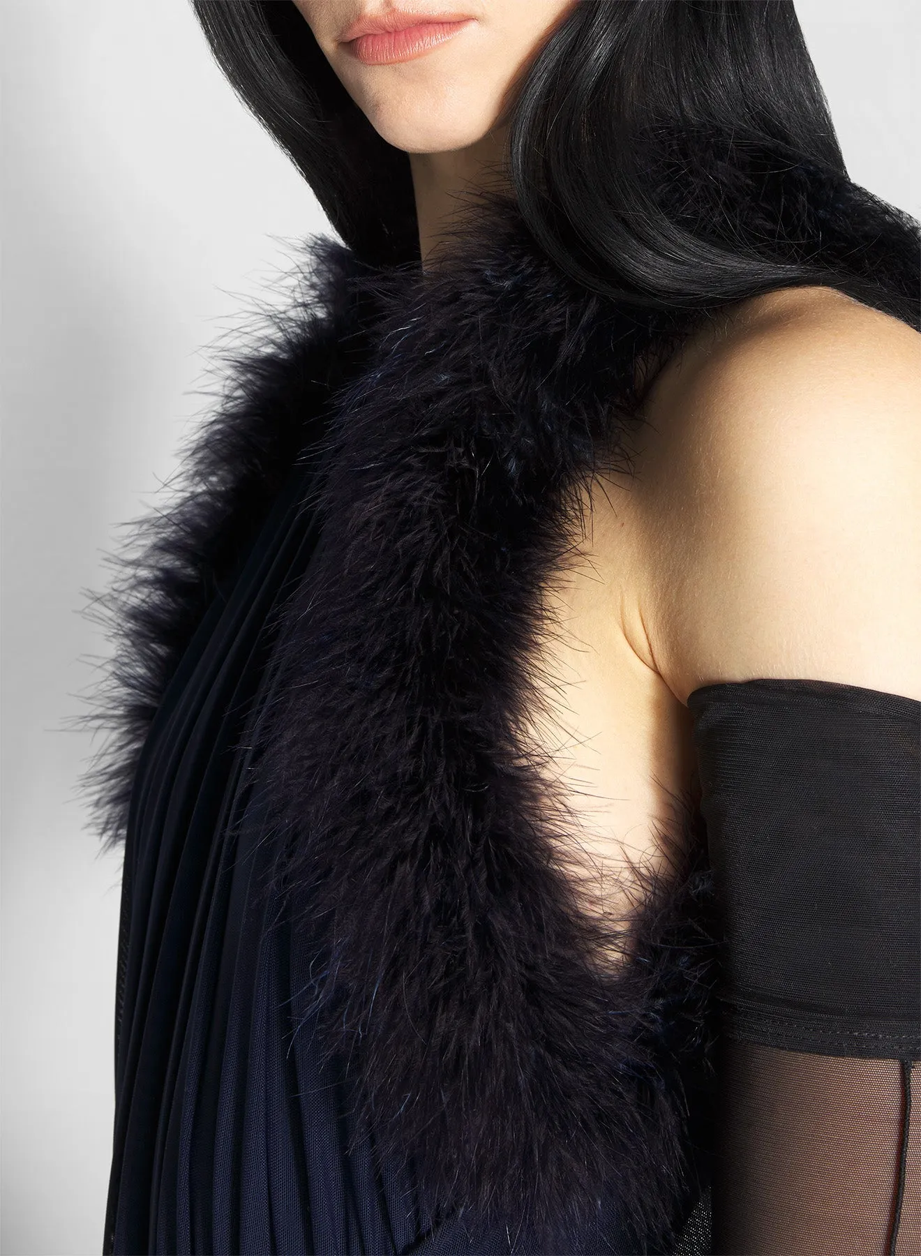 Texture Mood blue marabou ruched dress