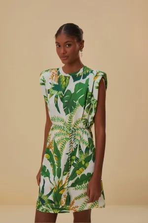 Bohemian Tropical Forest Off-White T-Shirt Dress