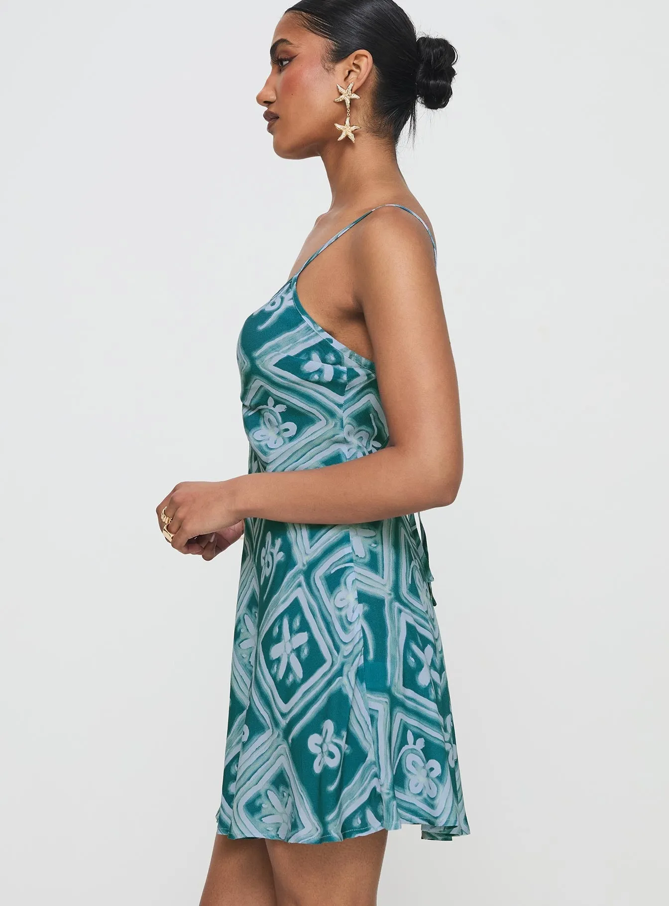 Airy Base Vittorio Bias Cut Mini Dress Blue