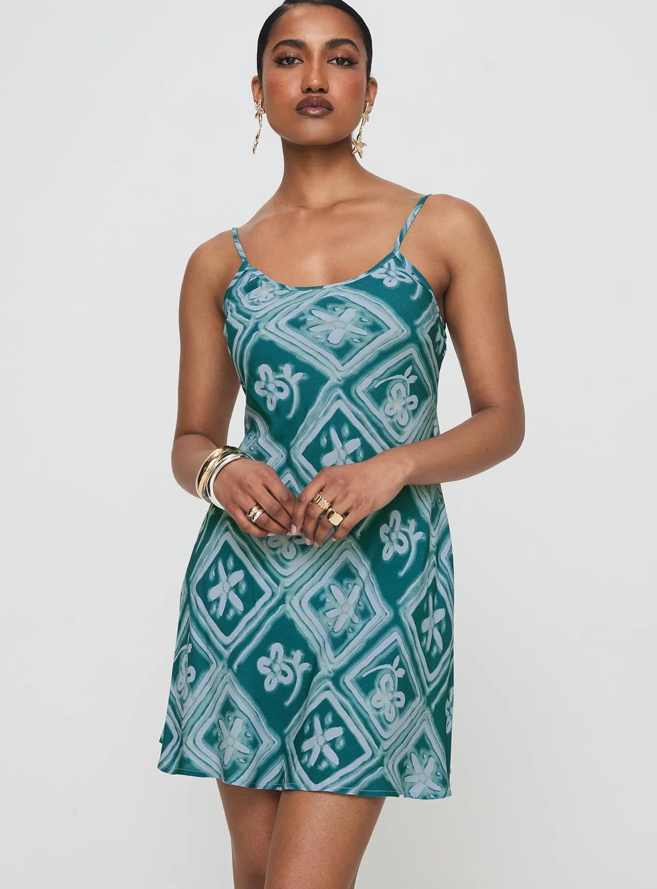 Comfy Layers Coastal Chic Vittorio Bias Cut Mini Dress Blue