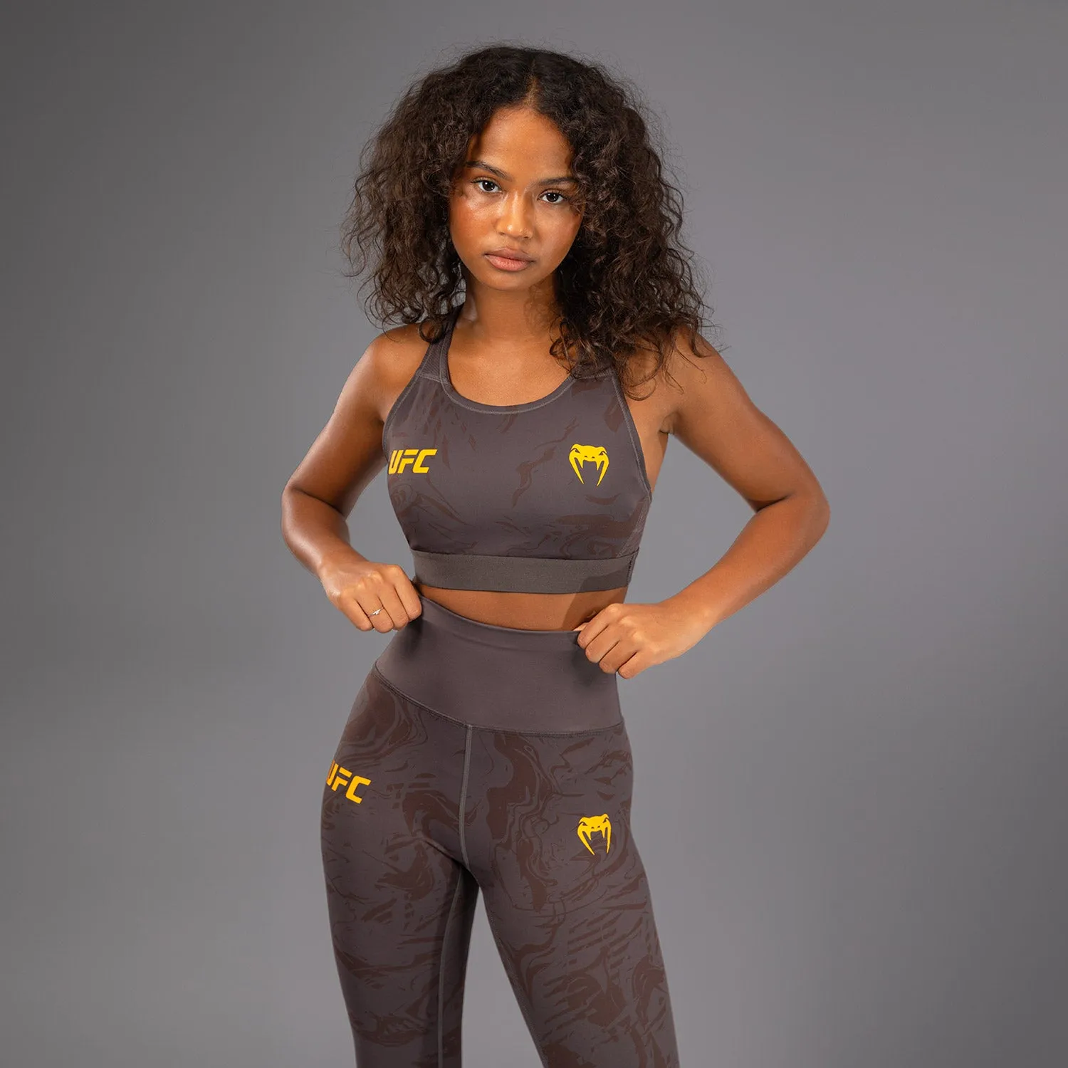 Striped activewear UFC Fusion by Venum Fight Week Women??s Sports Bra - Earthen Brown