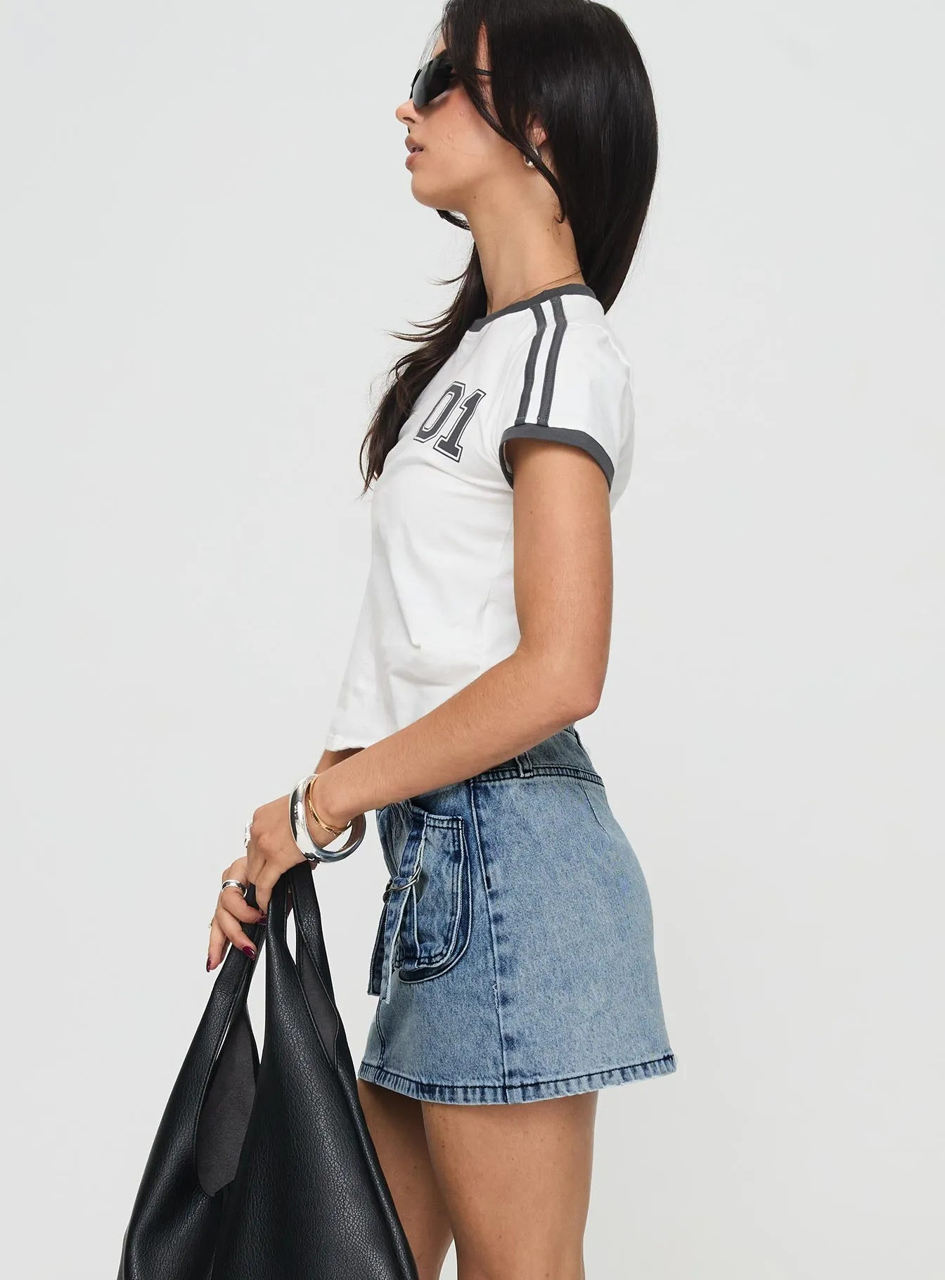 light colors Take Time Denim Mini Skirt Mid Wash