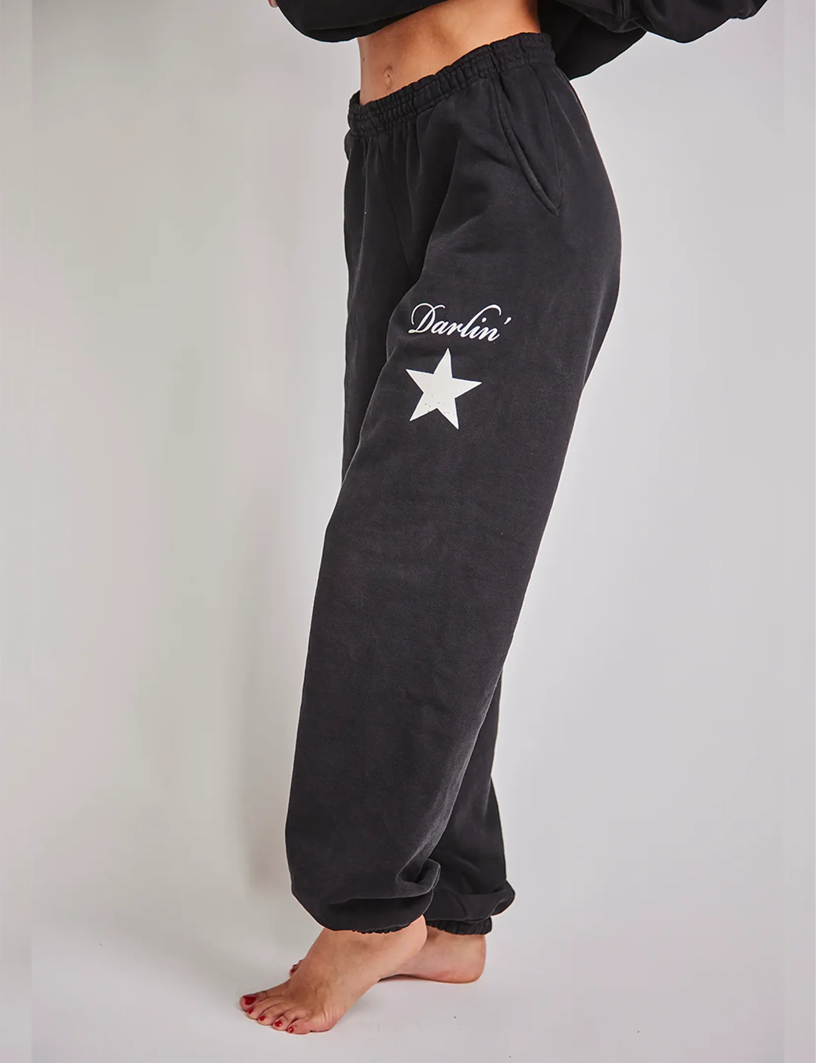 Sleek Look Soft Brushed Lining Heavy Sweatpants, Black