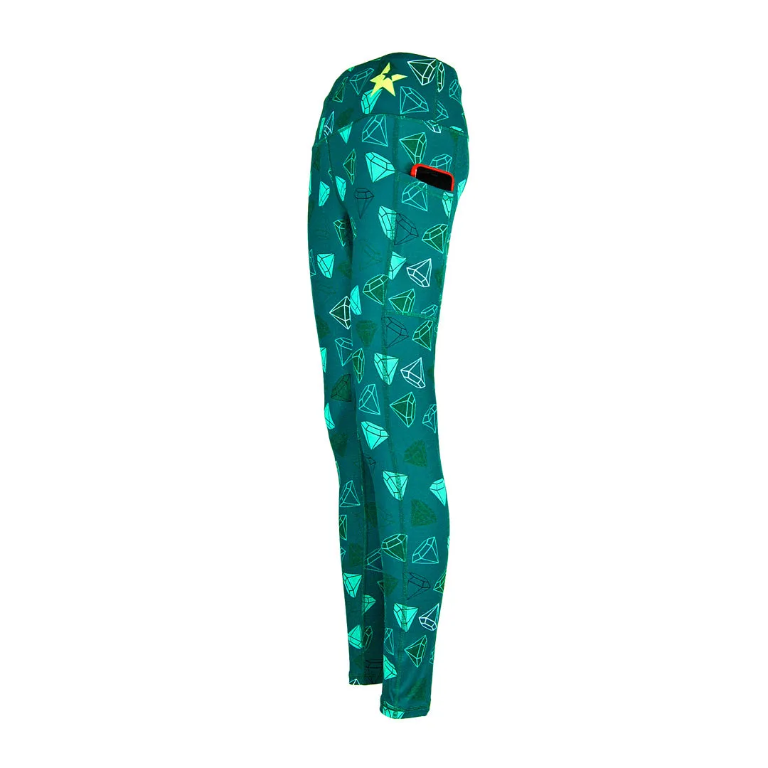 Unisex Leggings | Diamond Rush Green Soft Touch Summer Wear Smooth Lining Technology
