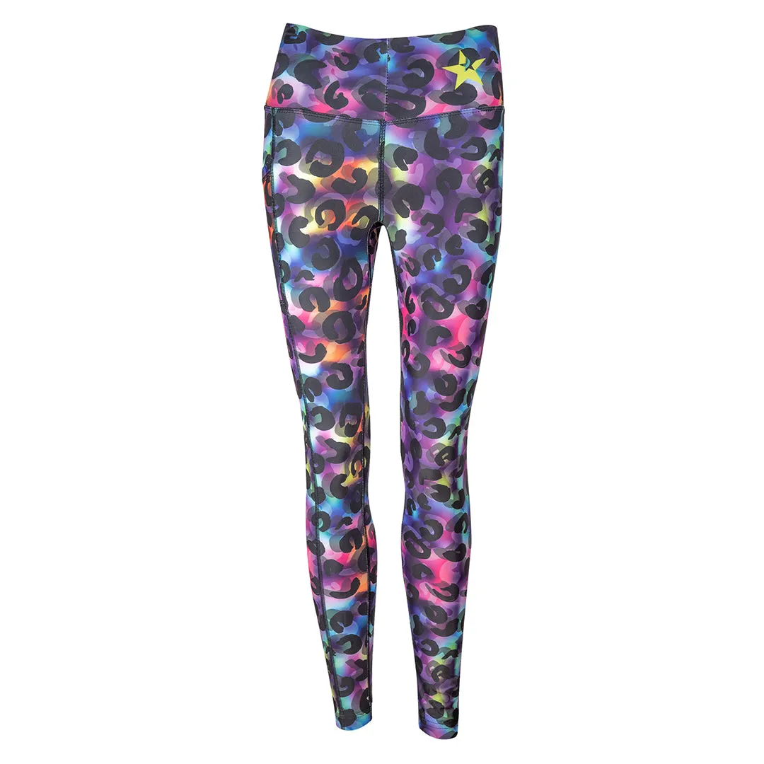 Unisex Leggings | Rainbow Leopard Moisture Wicking For Kids
