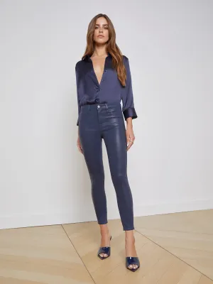 Smooth zipper closure Margot Coated Cropped Skinny Jean