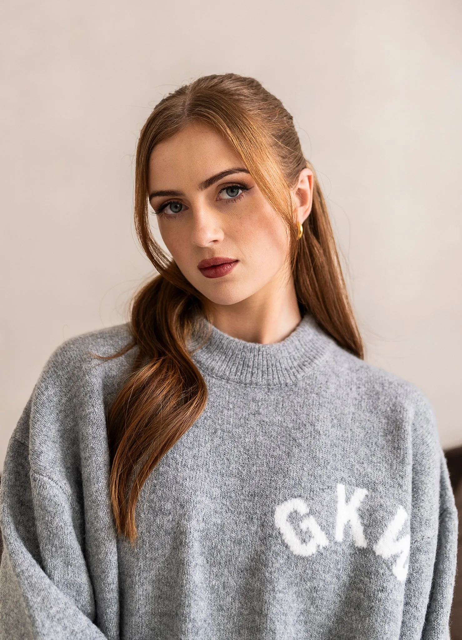 Gym King Restore Knitted Crew - Grey Marl Layered Style Outdoor Bold