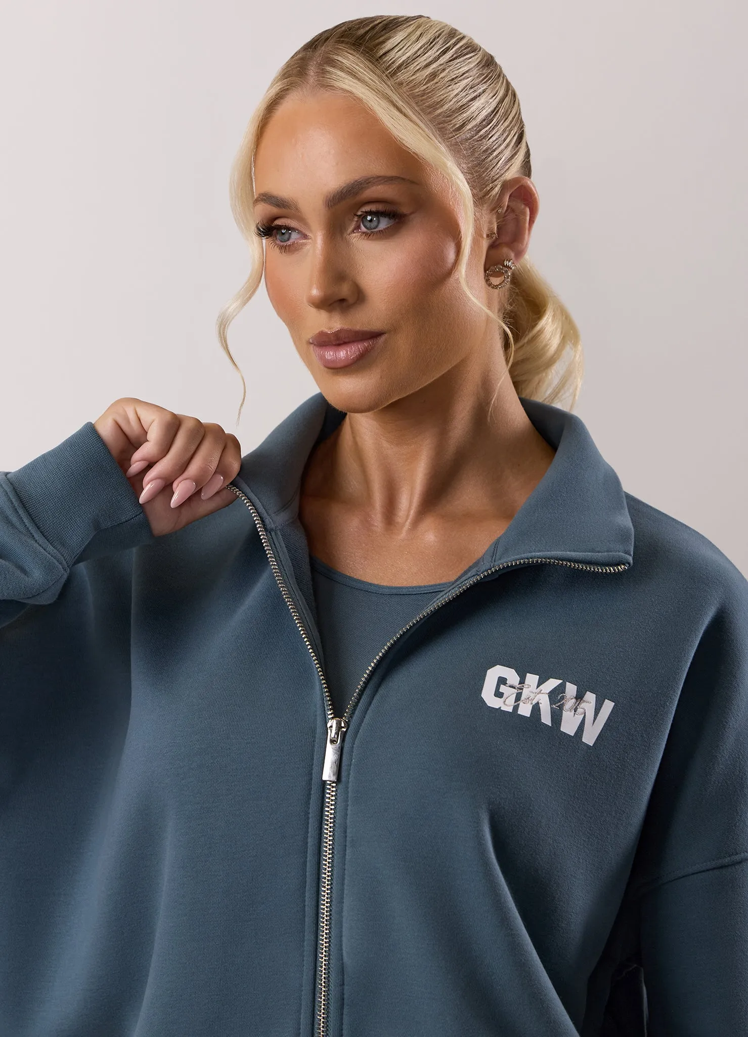 Active Comfort product holiday wearability Gym King Revive Peached Full Zip Funnel - Storm Blue