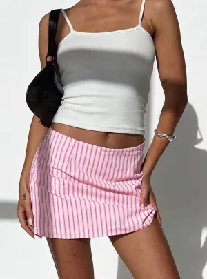 Samanfie Mini Skirt Pink Stripe Street Edge Luxury Trim