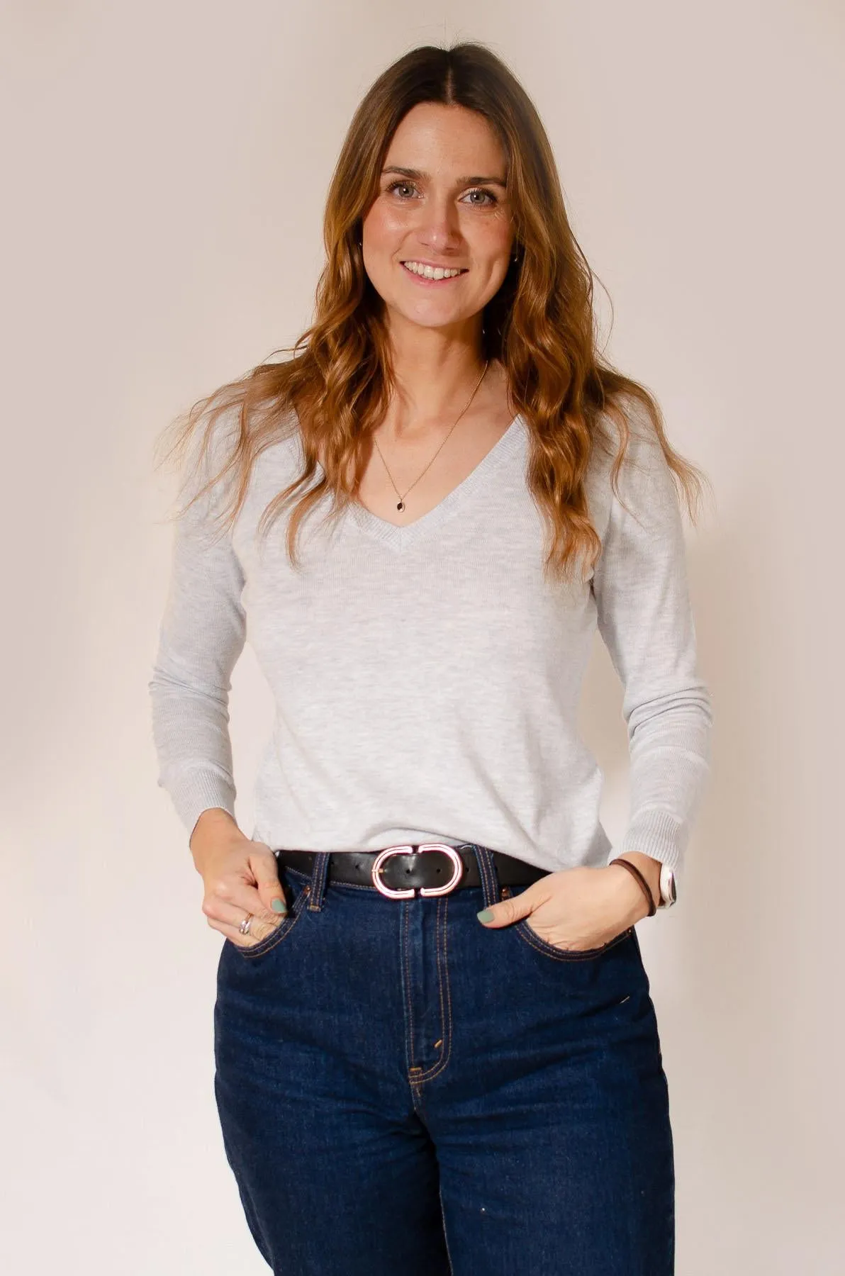 Light Knit V Neck Jumper Work Friendly OekoTex Certified