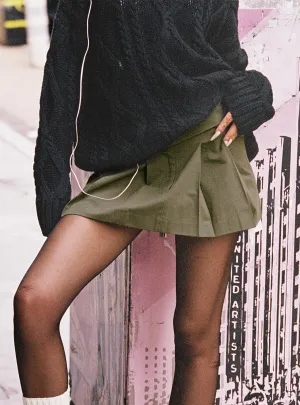 Utility Mini Skirt Green Slip Resistant Waist Light Flow