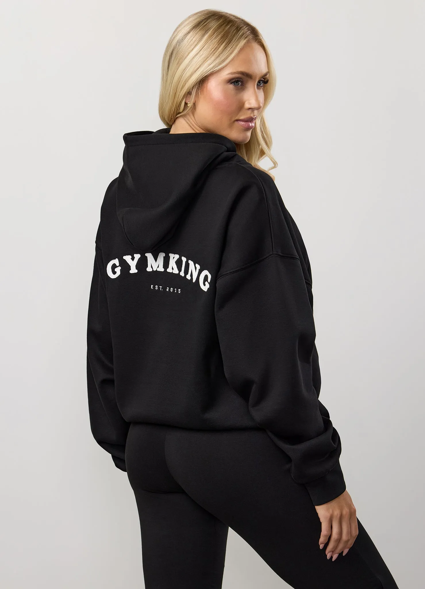 Graphic Design Gym King Compose Fleece Oversized Hood - Black