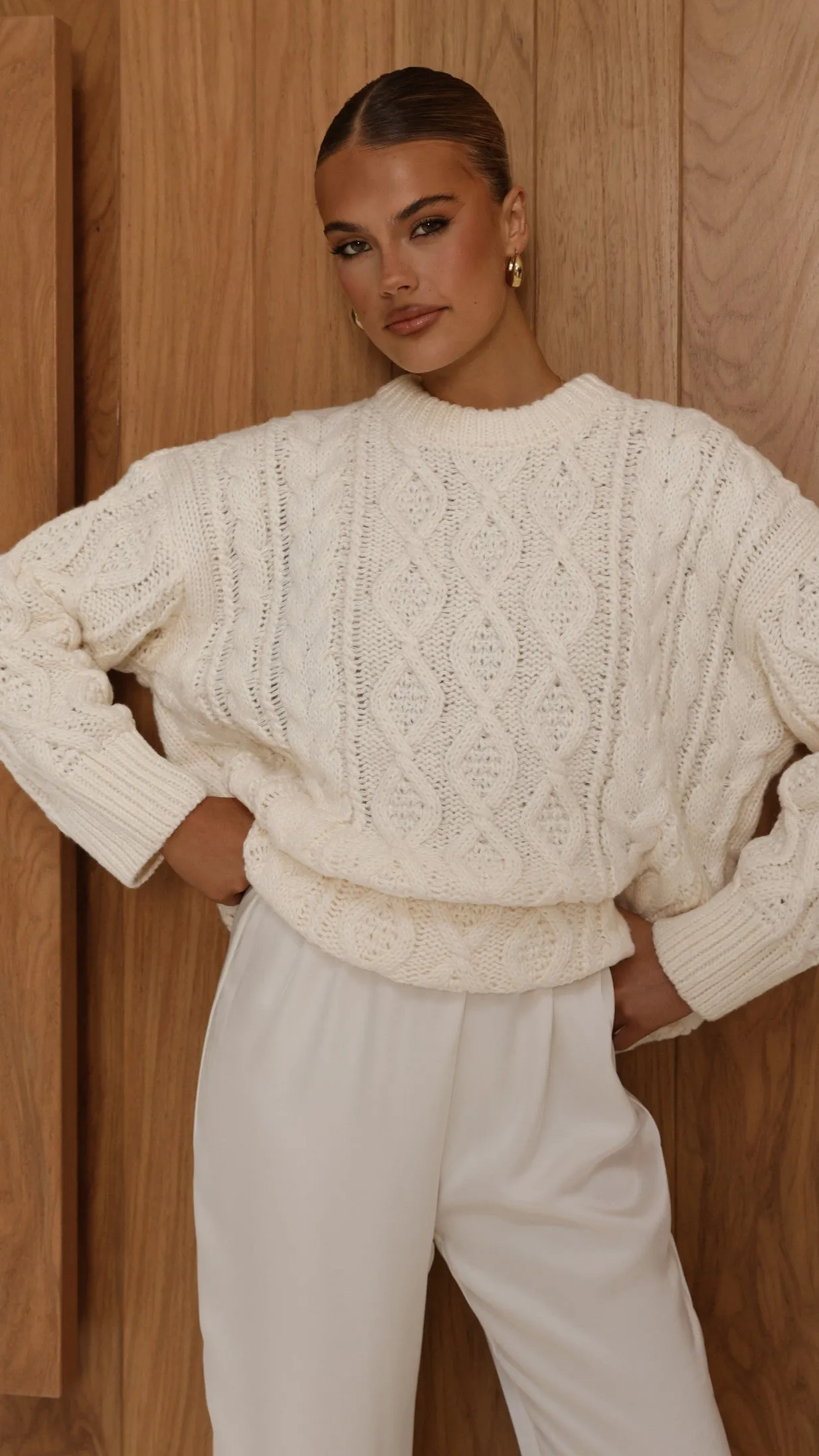Valentina Knit Sweater - Cream Layering Piece