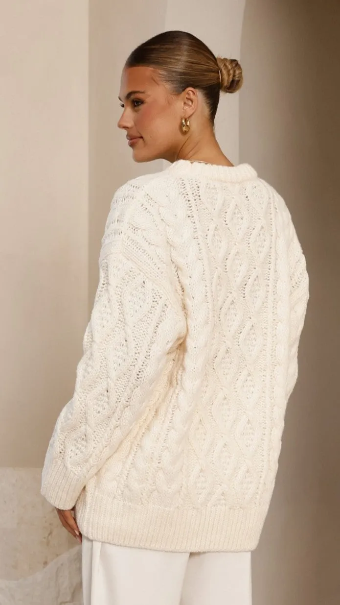 Valentina Knit Sweater - Cream Cold Trend