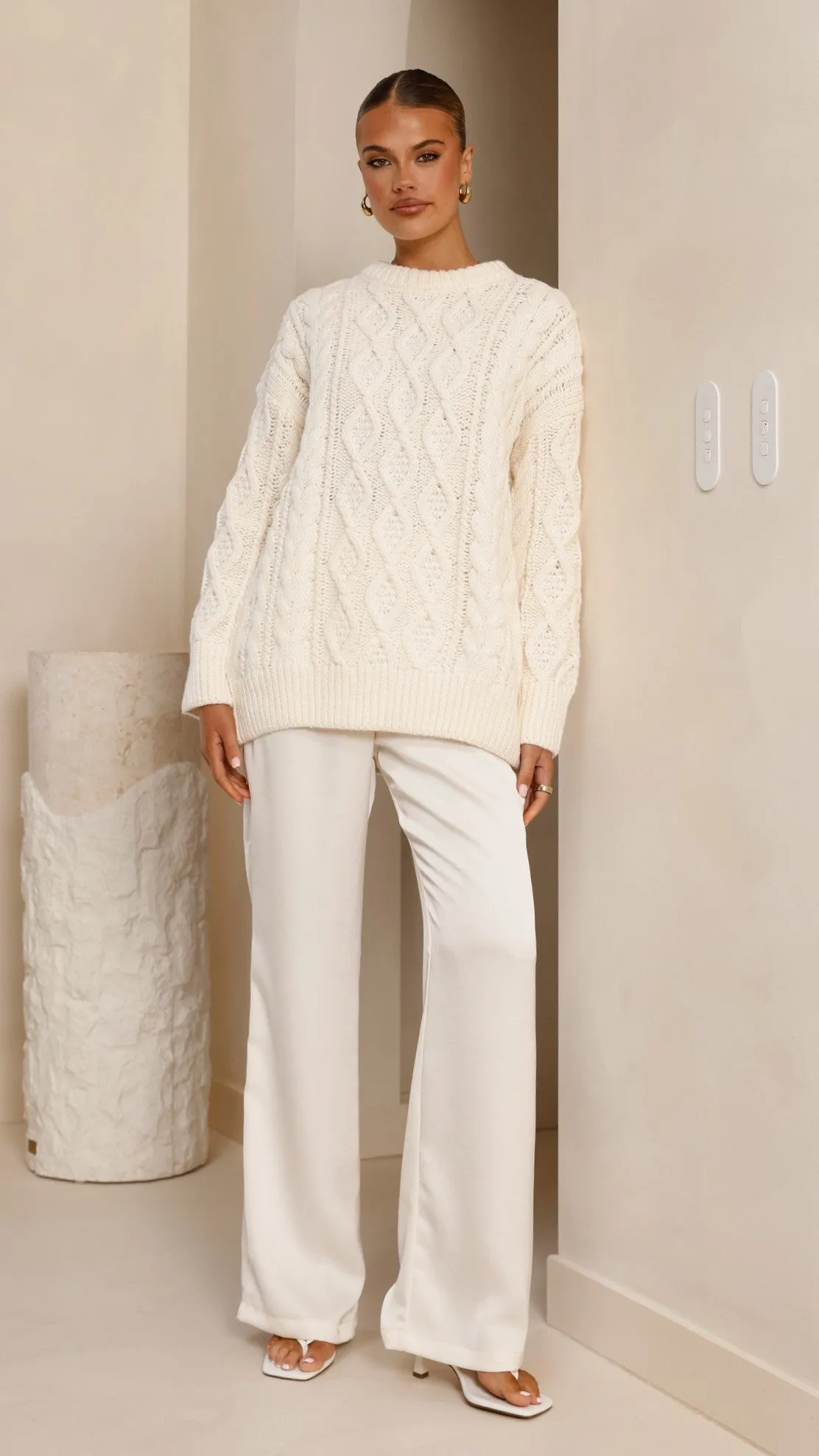 Crisp Look Leisure Look Valentina Knit Sweater - Cream