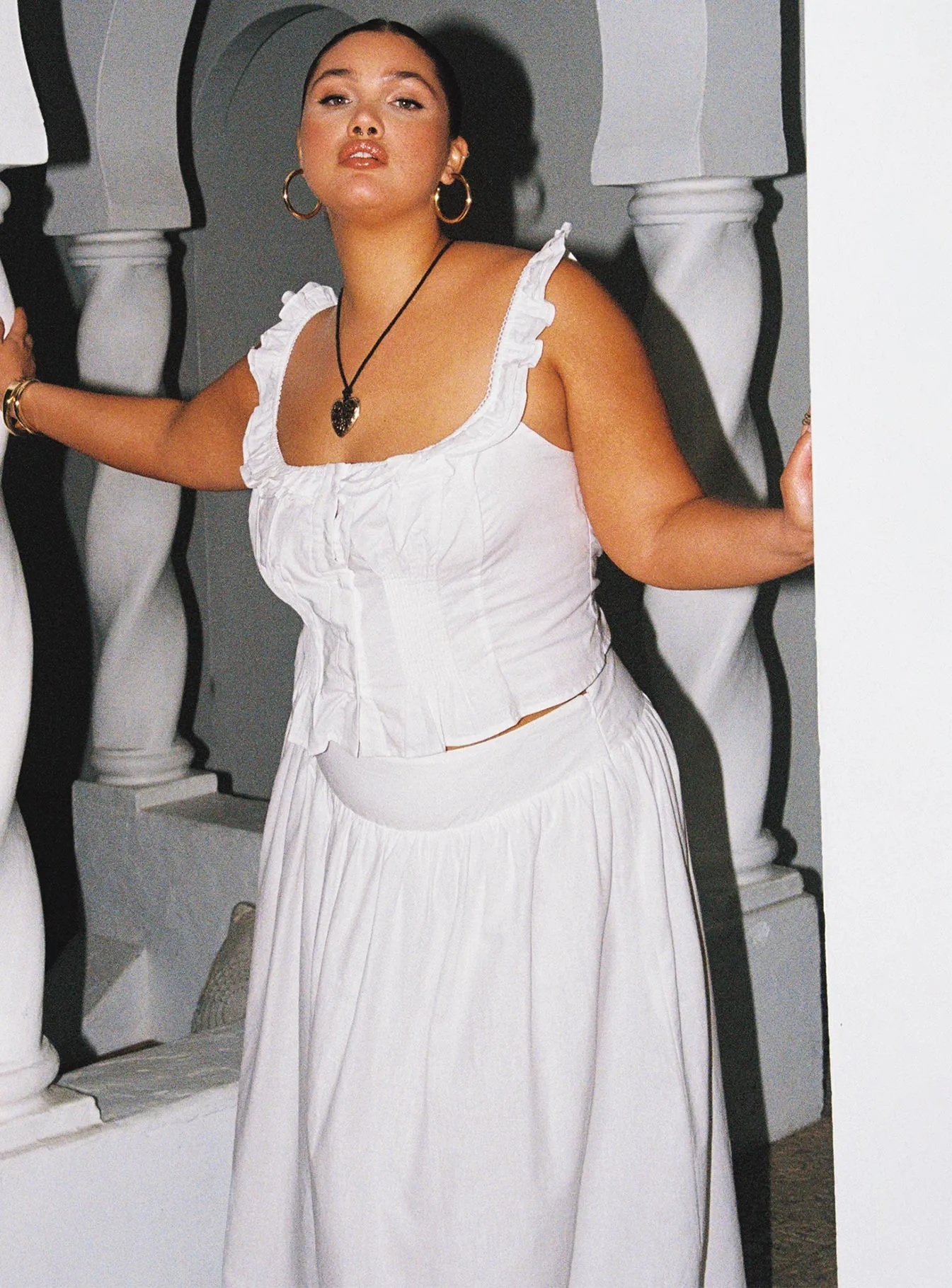 Refined Sophistication Daily Mood Valerio Maxi Skirt White Curve