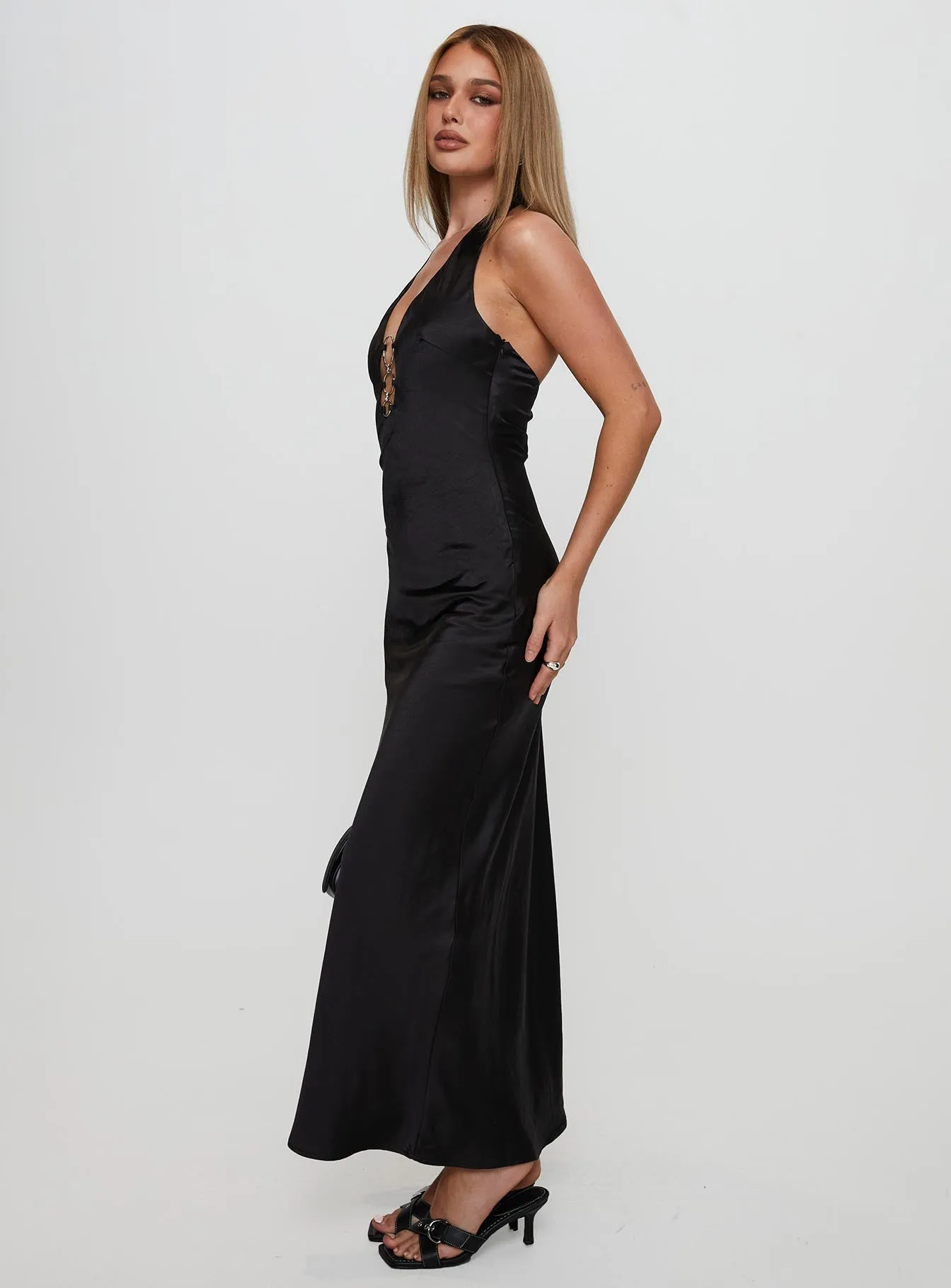 Timeless Line Vasilisa Halter Neck Maxi Dress Black