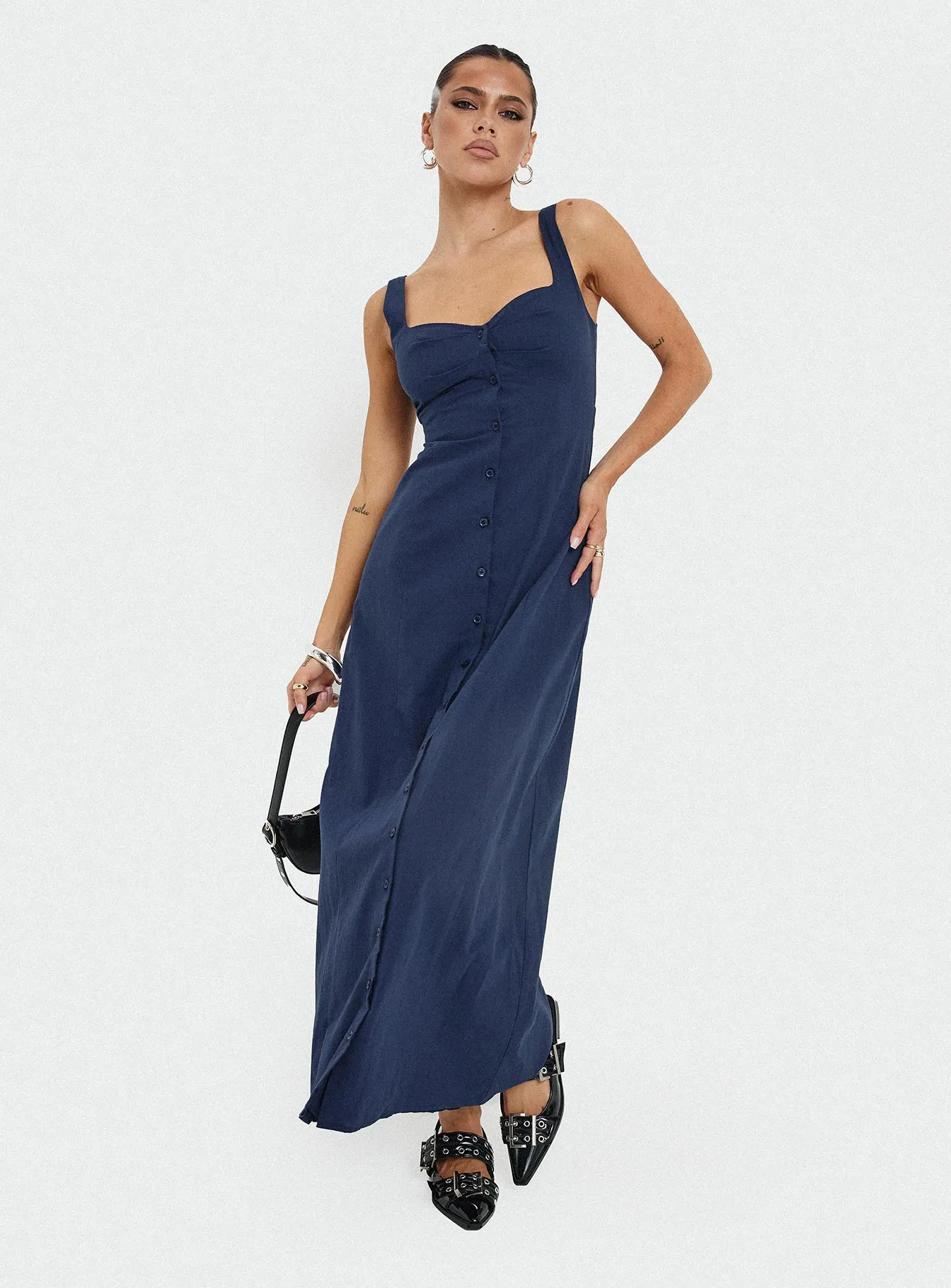 Vaugn Maxi Dress Navy Vibrant Colors