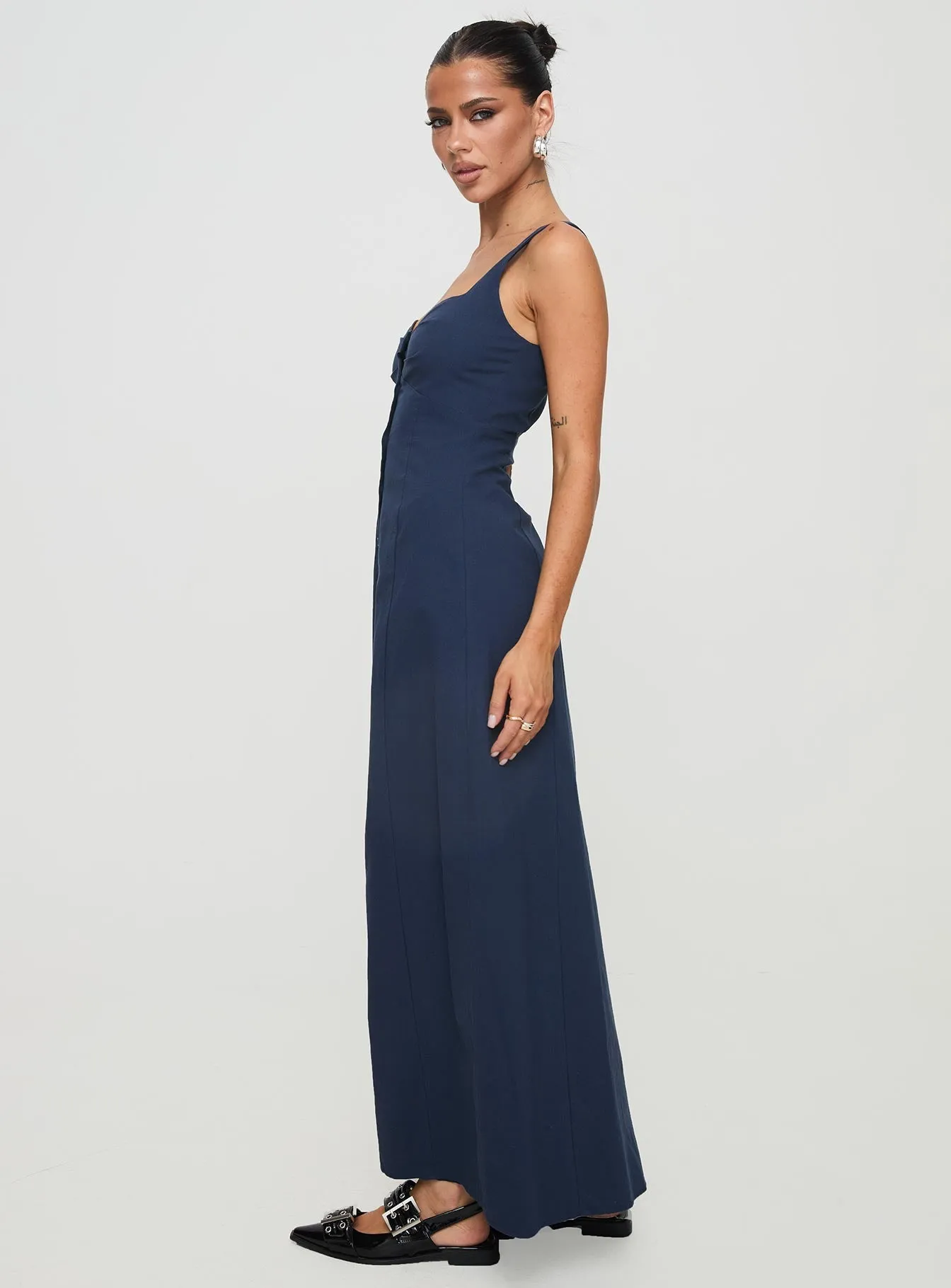 Metallic-Shine Mini-Length Vaugn Maxi Dress Navy