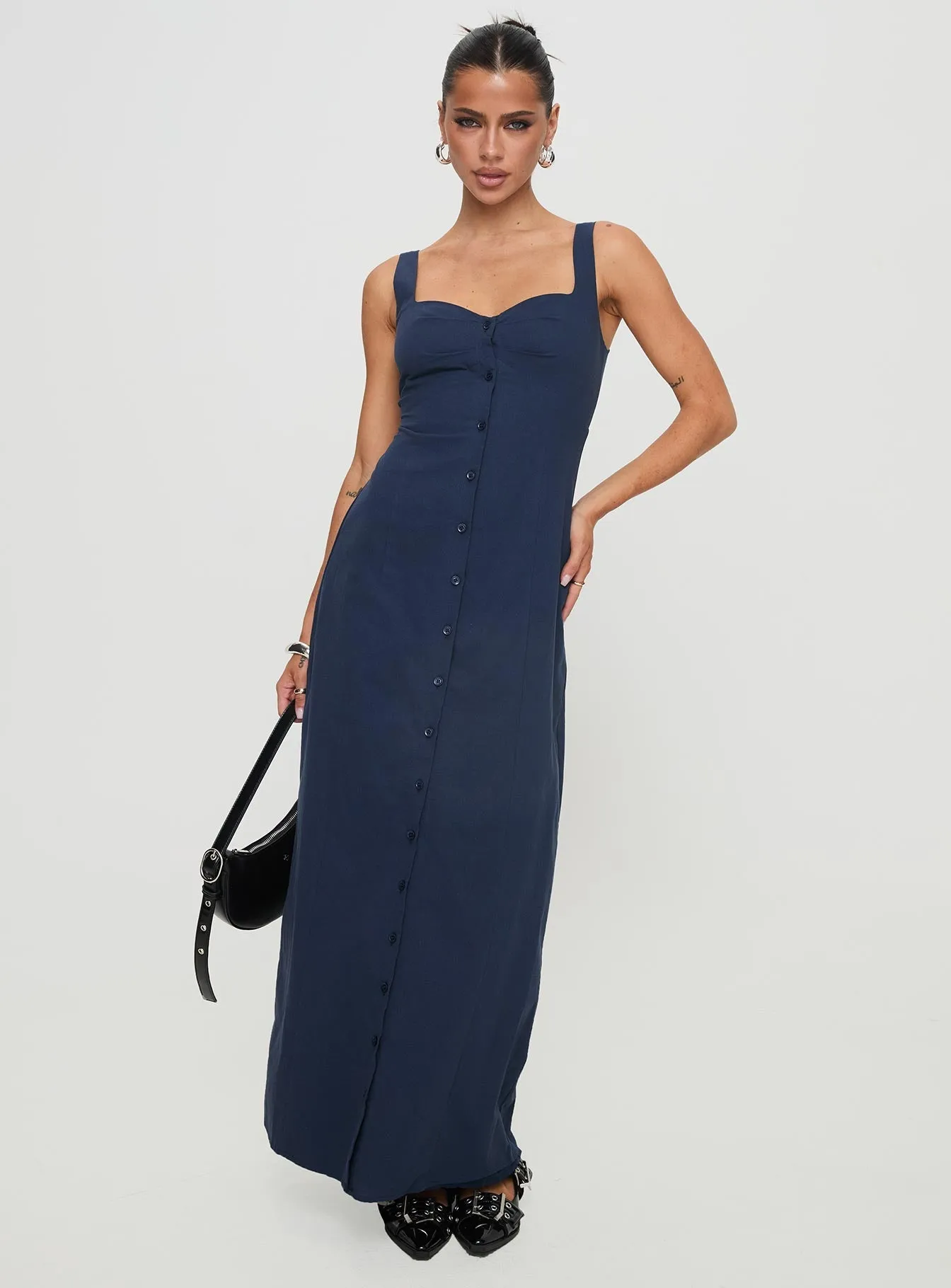 Abstract Pattern Smart Layer Wear Vaugn Maxi Dress Navy