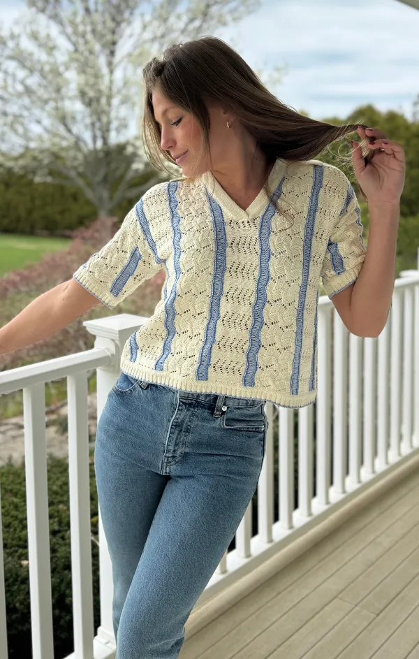 Indoor style Novelty Stitch Polo Pullover