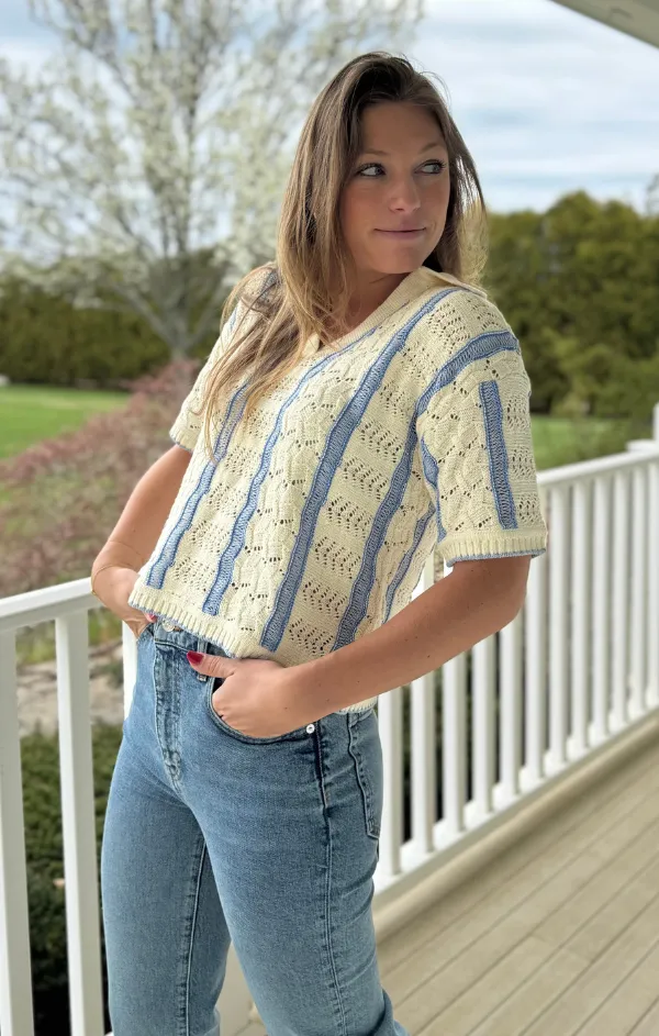 Novelty Stitch Polo Pullover Compressed Stitch Essential Outfit