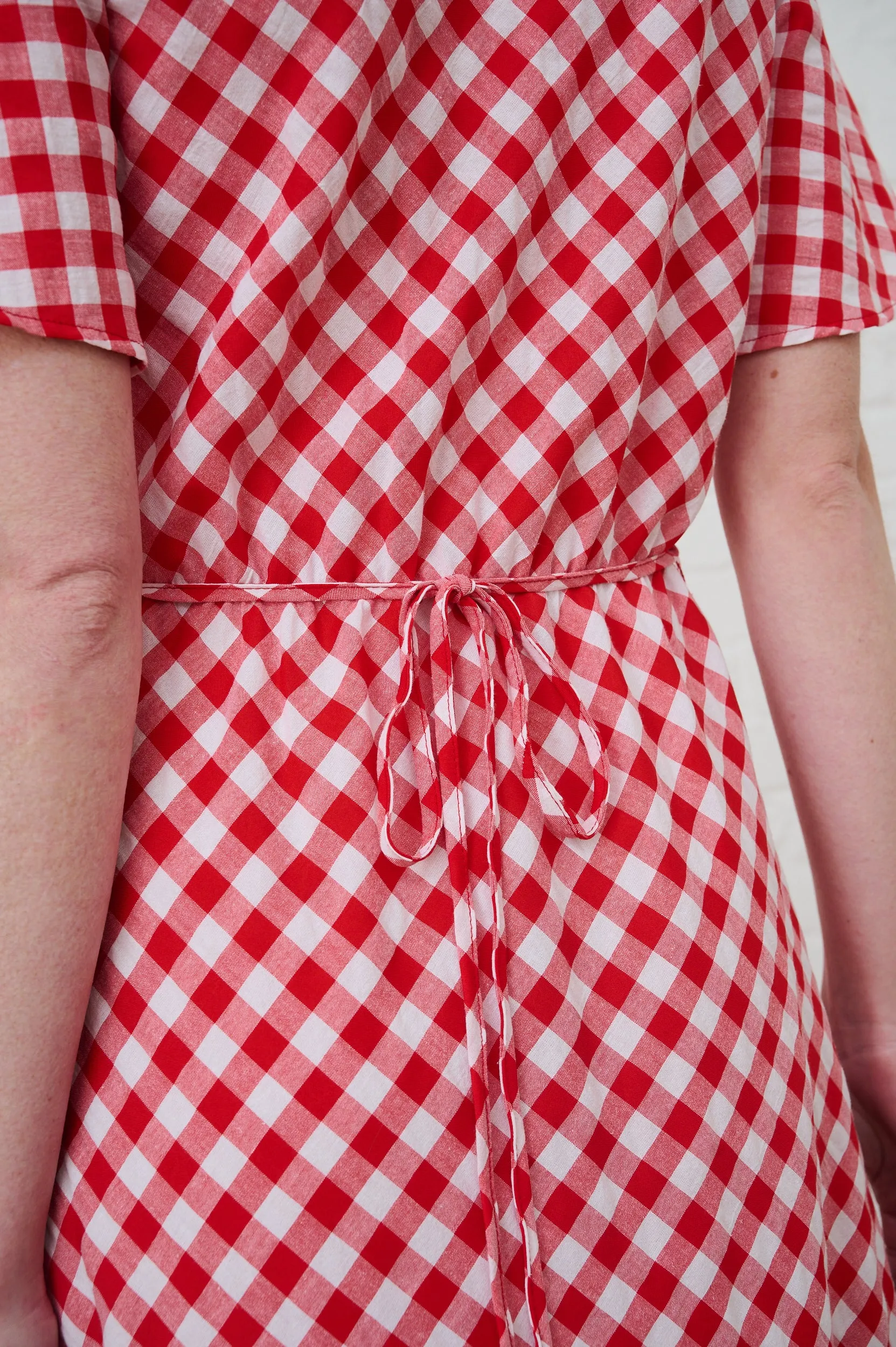 Event Mood Red Gingham Maxi Dress with Sleeve
