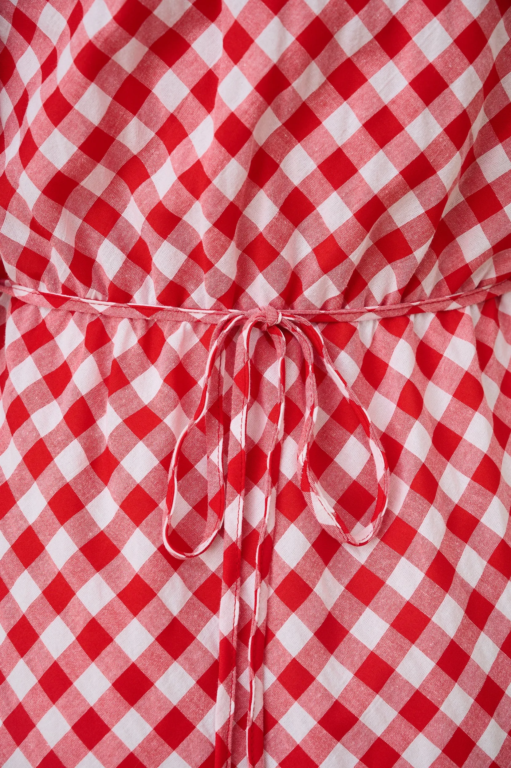 Winter Layering Red Gingham Maxi Dress with Sleeve