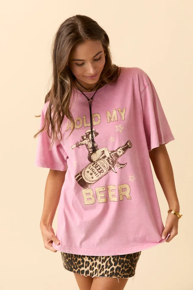 Zutter Hold My Beer Pink Graphic Tee Fresh Style Trend Regular fit normality