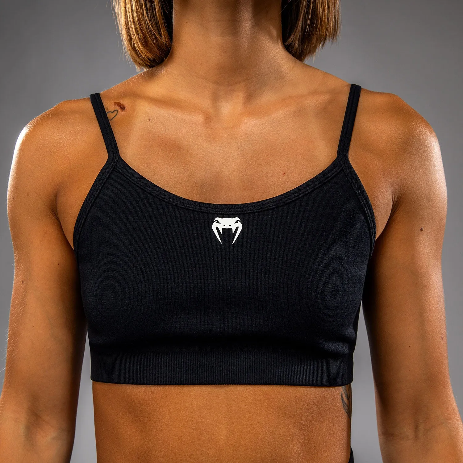 Venum Sculpt Women??s Sports Bra - Black/White Elastic Fabric Seamless Fabric
