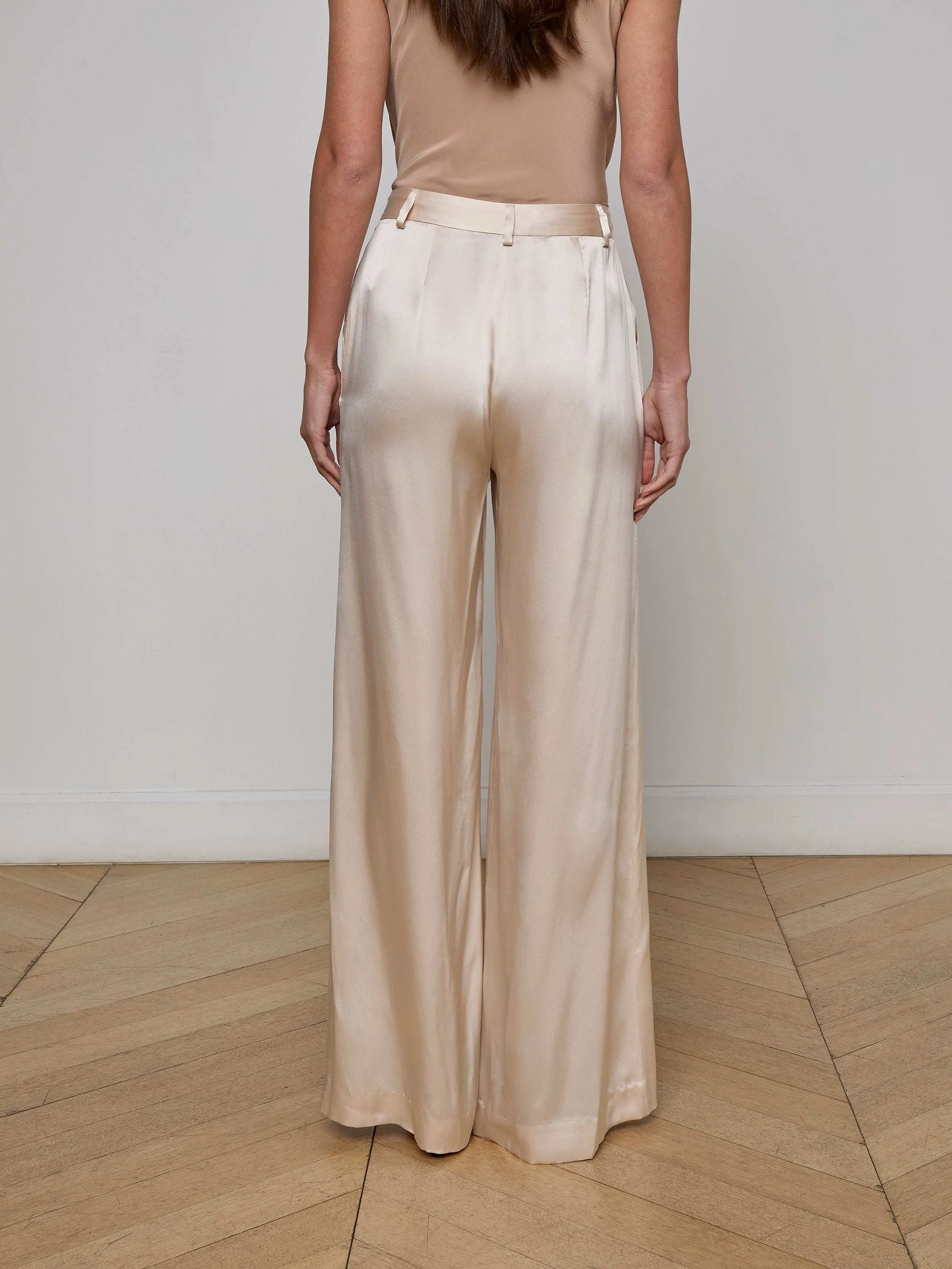 Gavin Silk Wide-Leg Pant Versatile Look Low Maintenance
