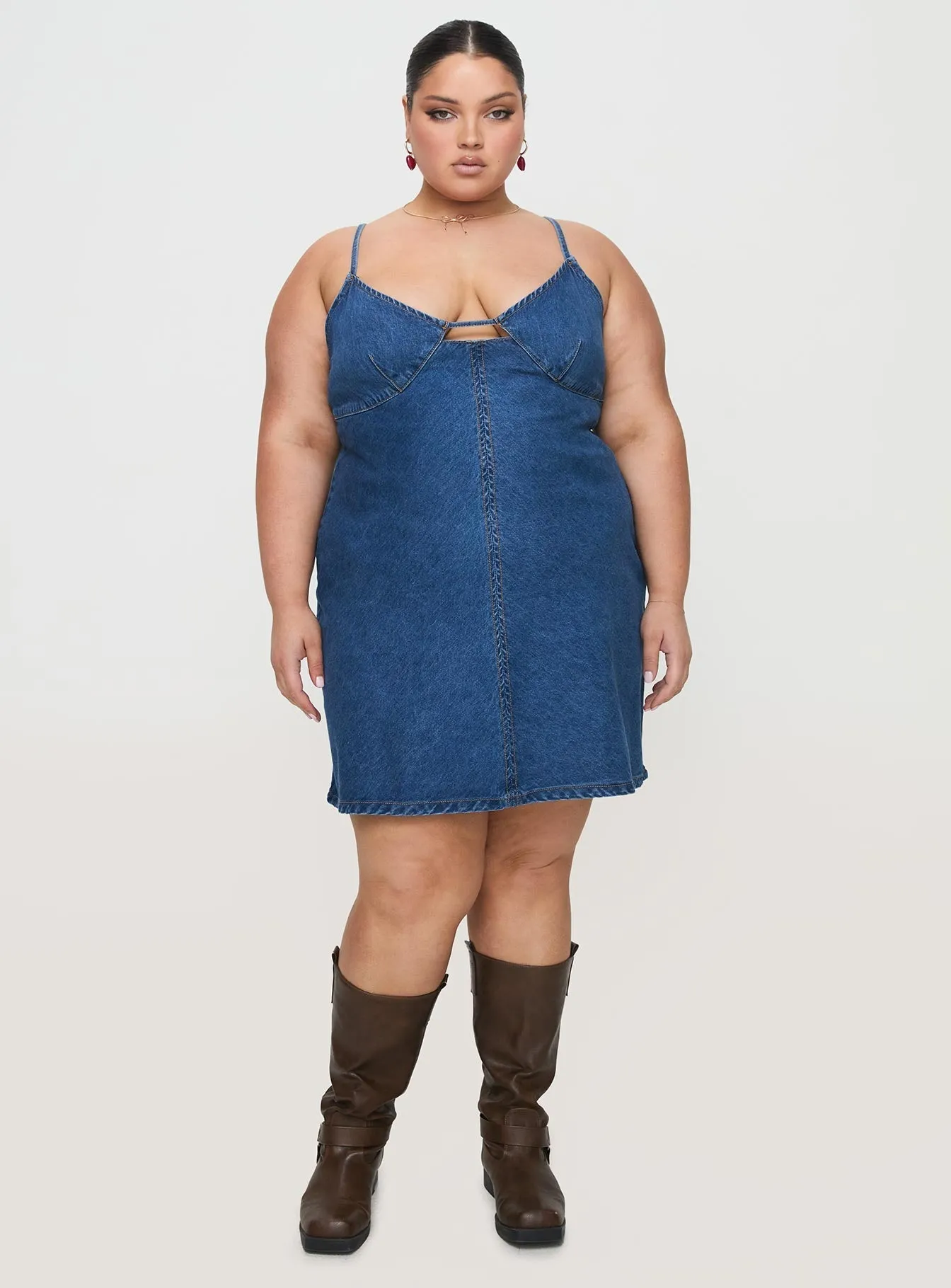 Motion Light Arwen Denim Mini Dress Blue Curve