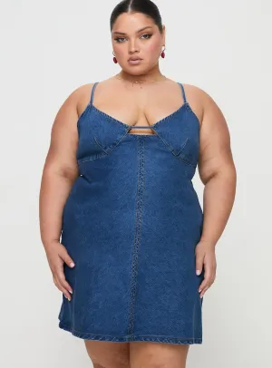 Resort Vibes Stylish day dress Arwen Denim Mini Dress Blue Curve