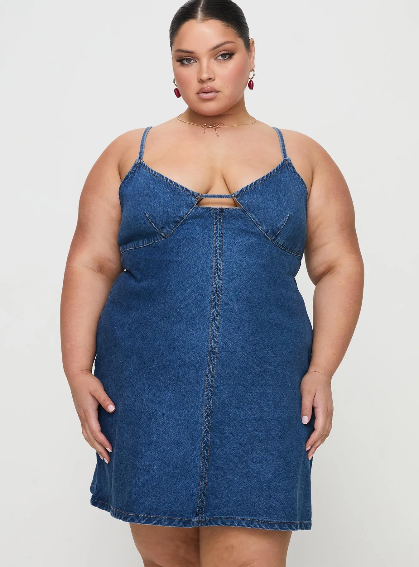 Resort Vibes Stylish day dress Arwen Denim Mini Dress Blue Curve