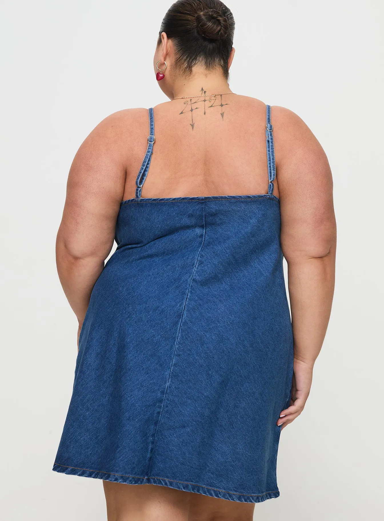 Arwen Denim Mini Dress Blue Curve Travel-friendly Picture Perfect