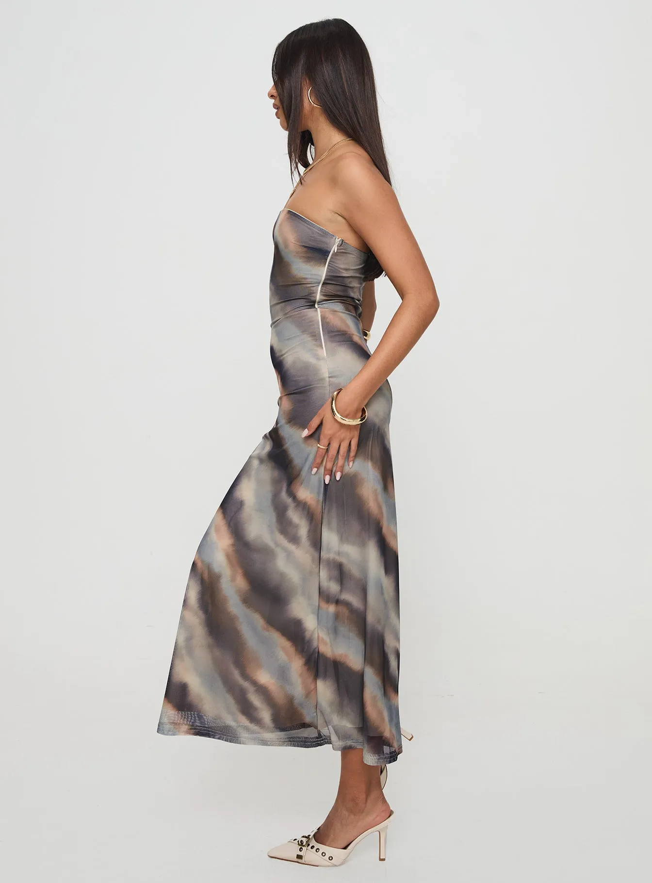 Pinacle Strapless Maxi Dress Brown Nordic Calm