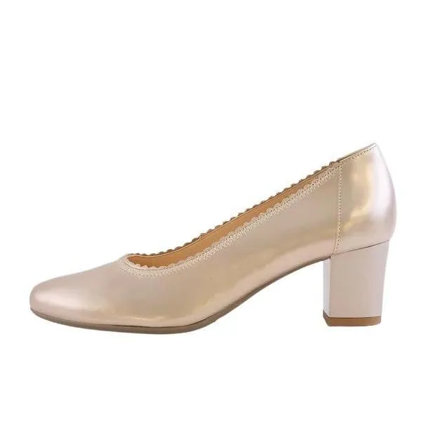 Bioeco Womens Shoe 5527 Gold Leather Stacked Heel