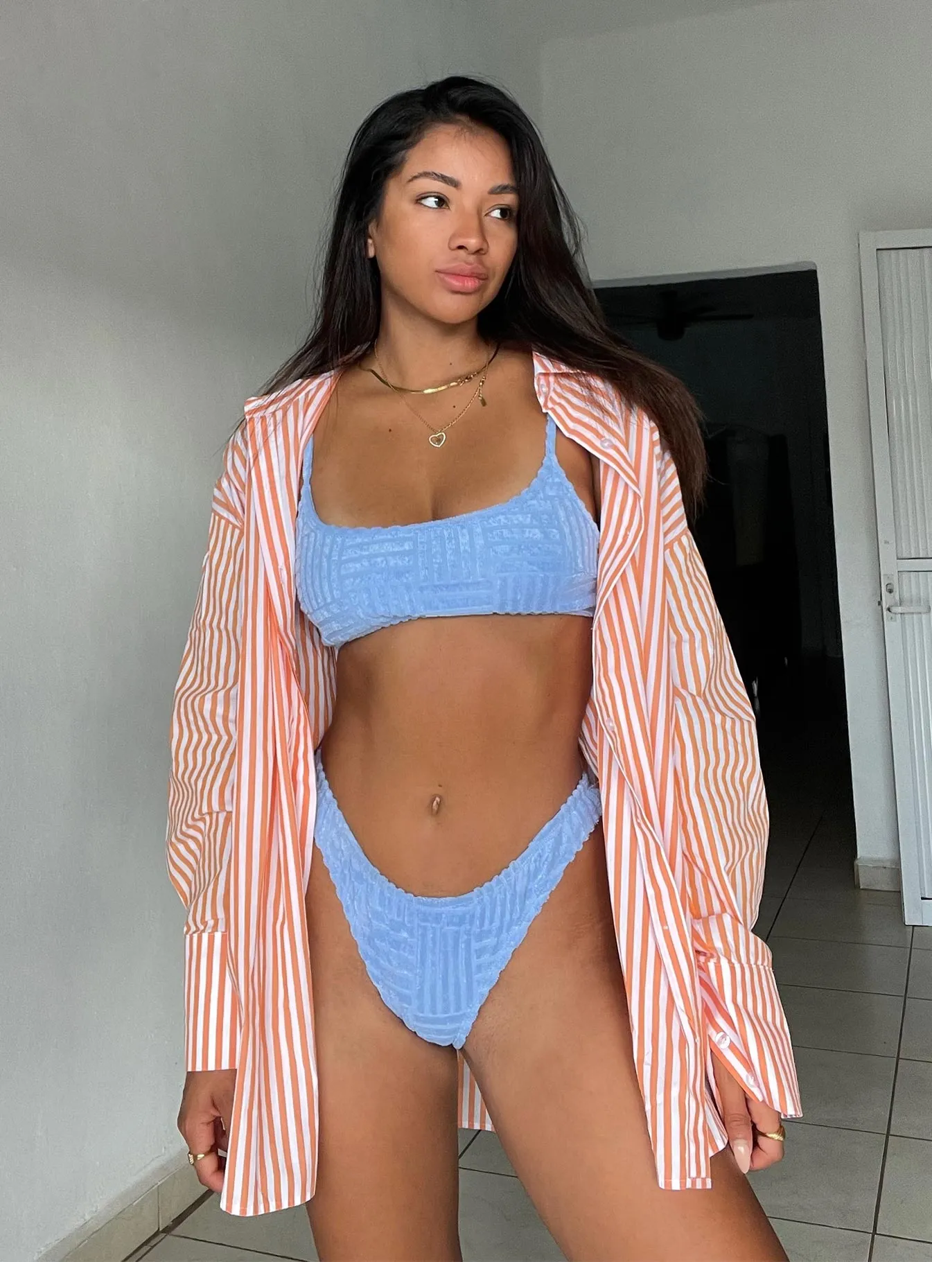 Freida Bikini Bottoms Blue Quick Recovery Fabric