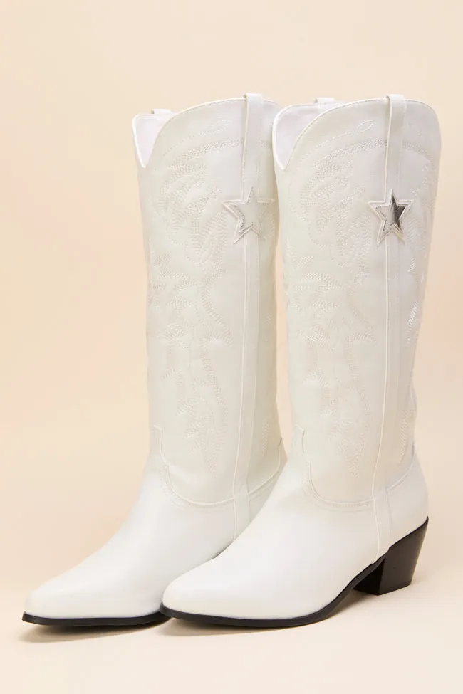 Vicki White Star Western Boots Nude Soft Flexible Frame Rough Terrain