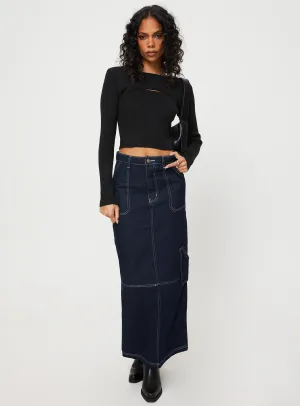 Vine Maxi Skirt Blue light texture