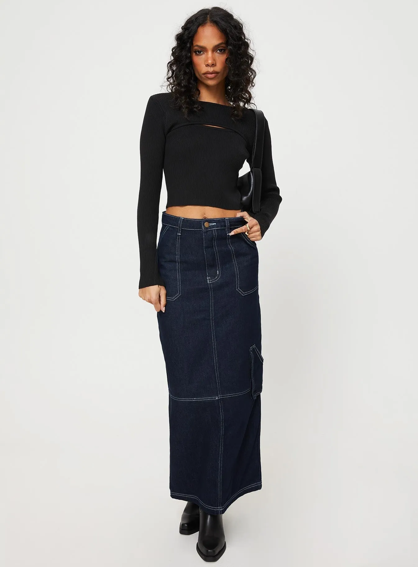 Vine Maxi Skirt Blue light texture
