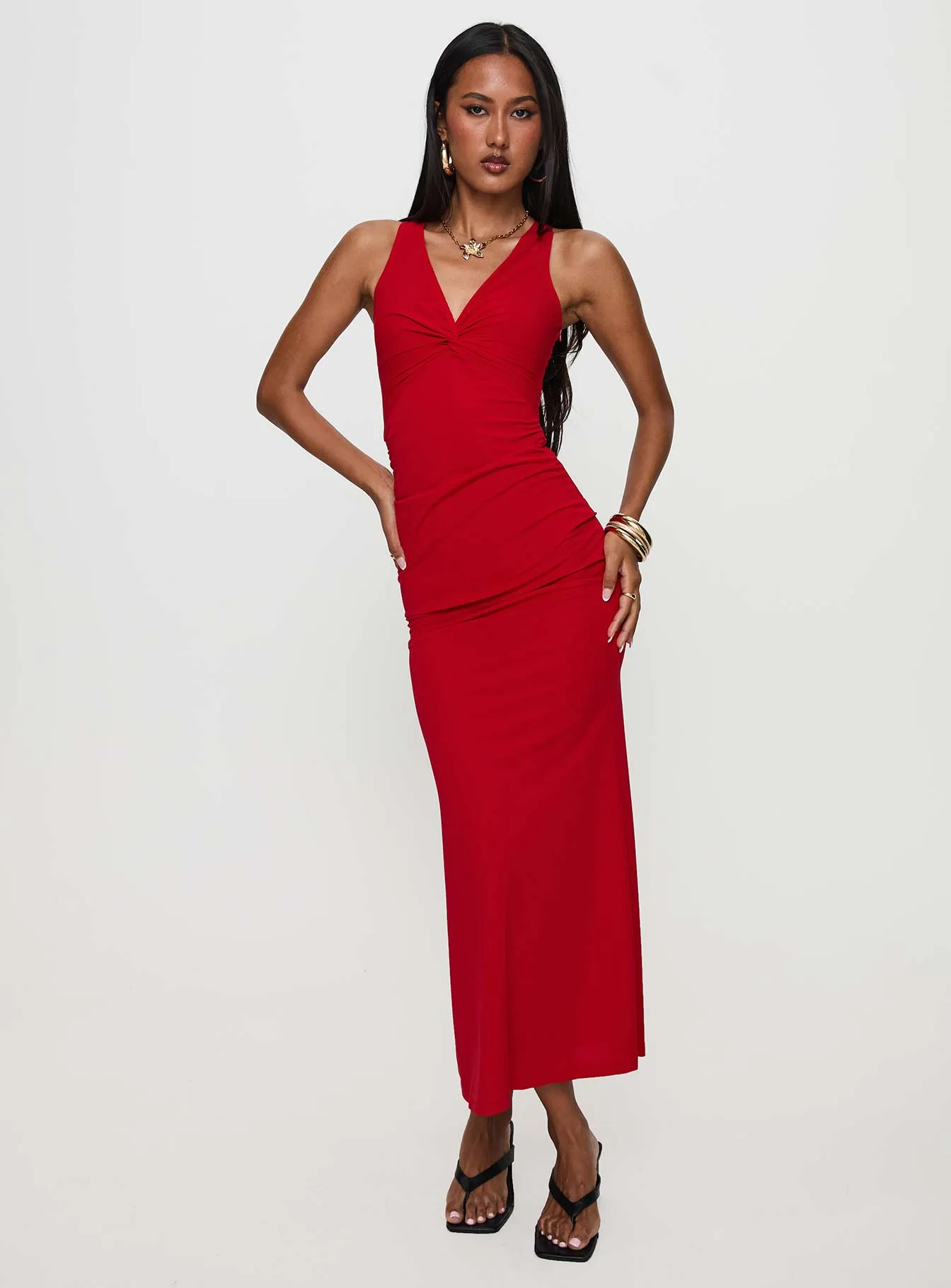 Mesmerise Halter Maxi Dress Red Everyday Use Lounge Cut