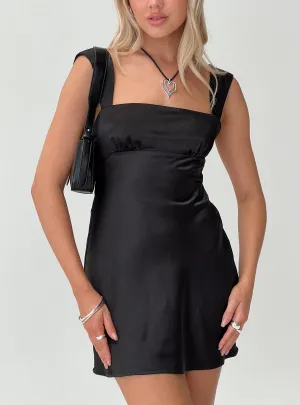 Radioactive Bias Cut Mini Black Dress Sophisticated Layers Crystal-Detail