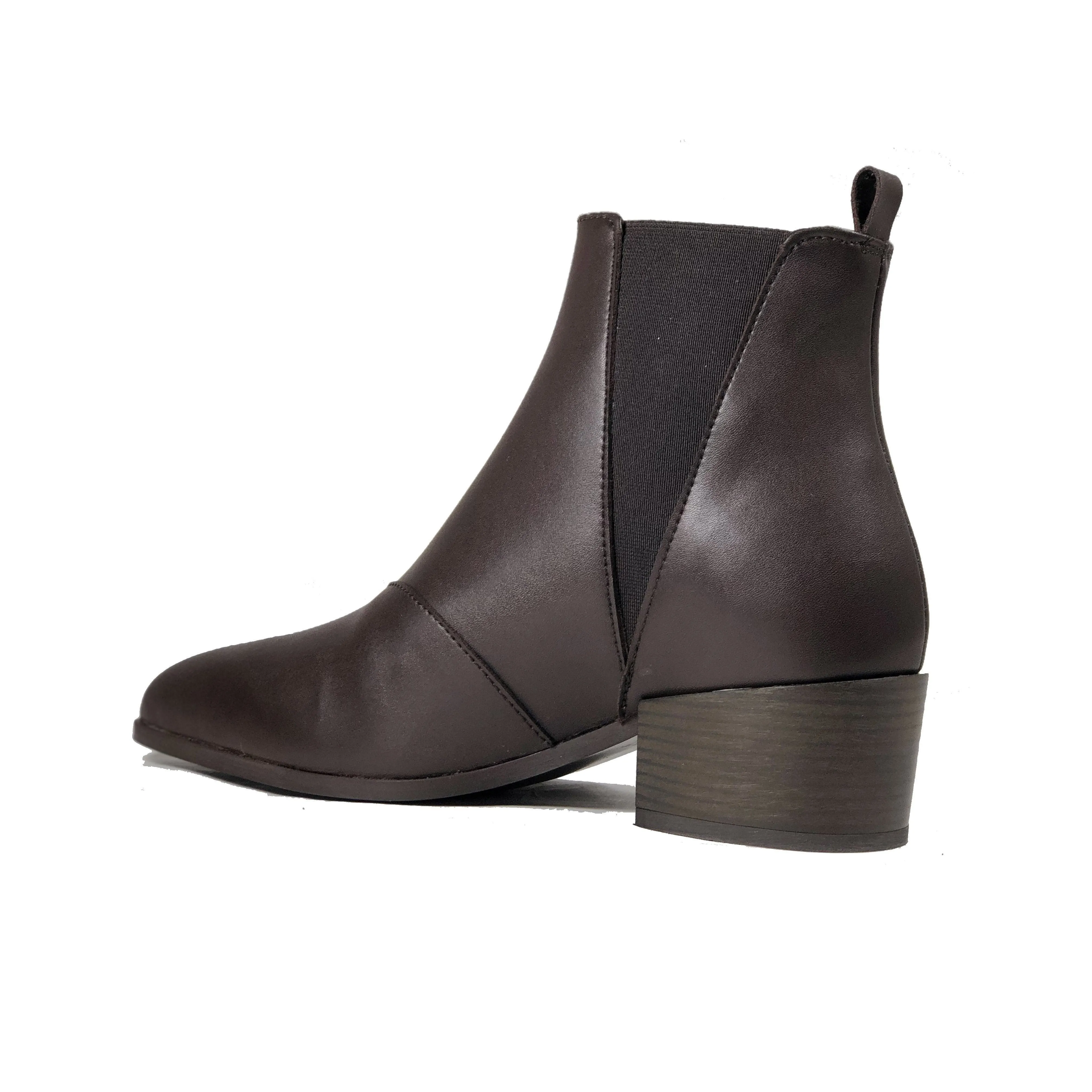 'Nerrie' vegan-leather Chelsea bootie by Zette Shoes - dark chocolate Weatherproof Seam Flex Groove Technology