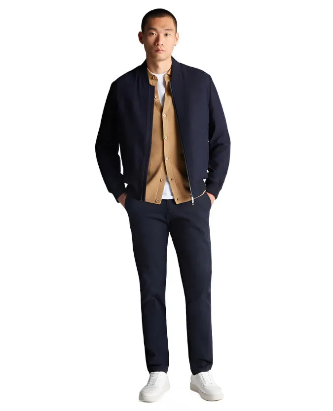 Recycled Material Construction Flexible Knit ID80089-Remus Uomo Navy Bomber Jacket